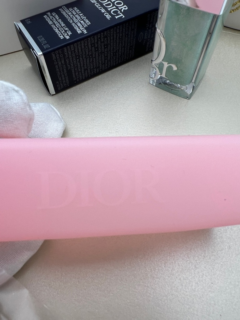 Dior Pink Silicone Keychain Lip AddictGlow Oil Holder W/Minty Lip Oil INBox NWOT - Picture 13 of 15